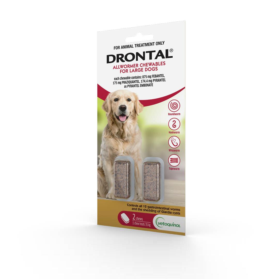 Drontal Chewable Wormer Large Dog 2 Pack