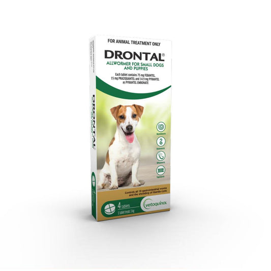 Drontal Allwormer Tablets < 3kg Small Dog and Puppy 4 Pack