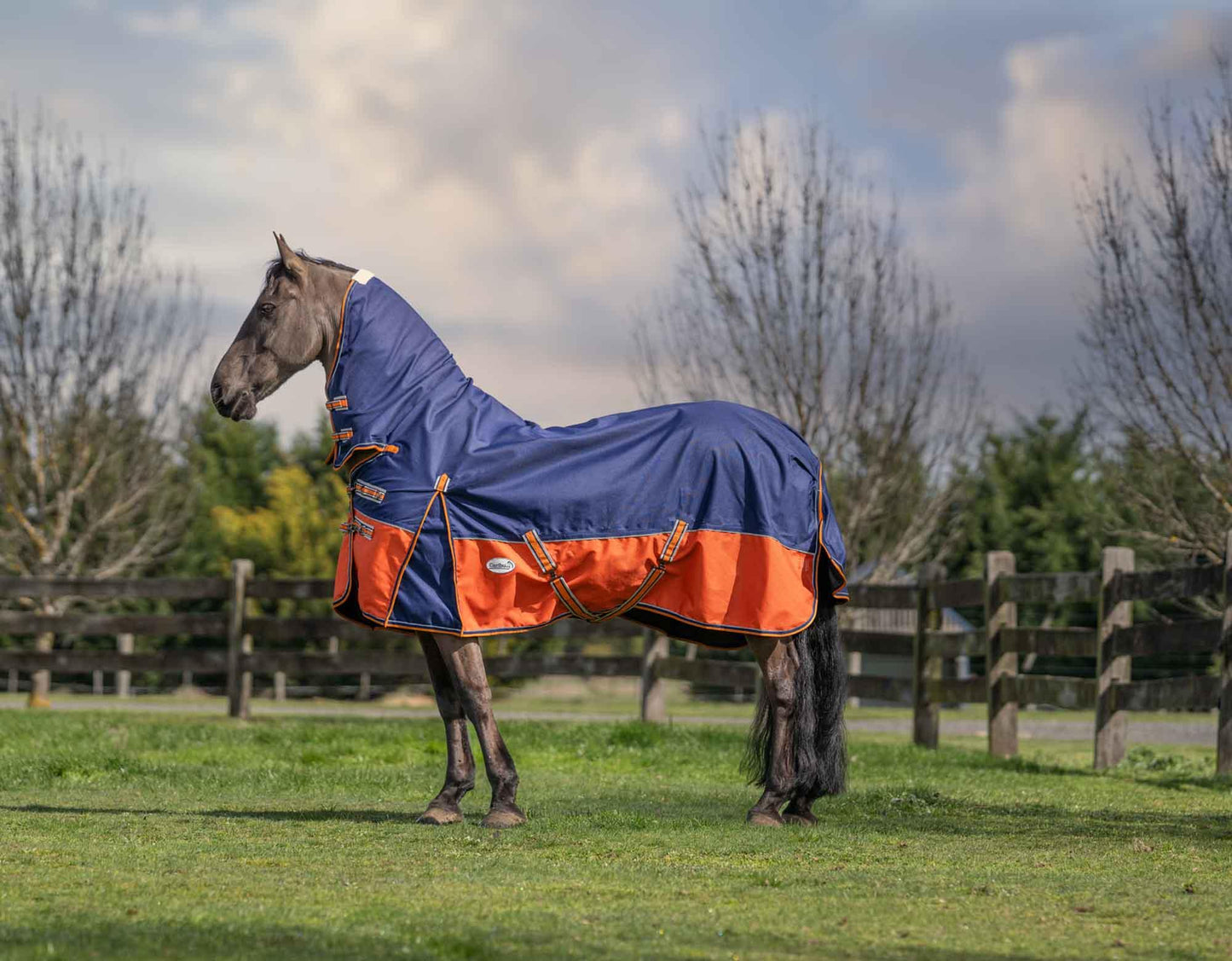 Caribu Eclipse Combo Horse Rainsheet Navy Kumquat