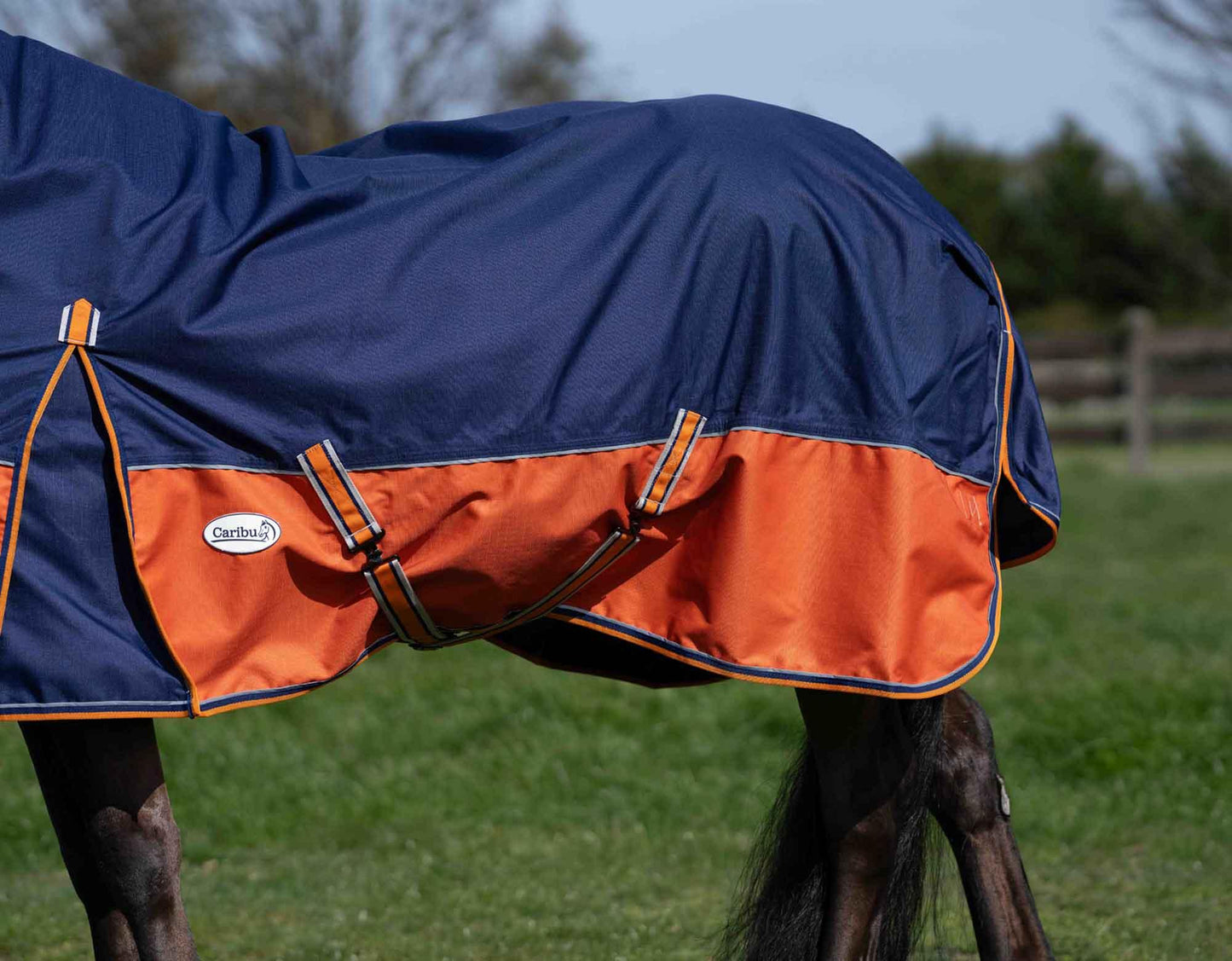 Caribu Eclipse Combo Horse Rainsheet Navy Kumquat