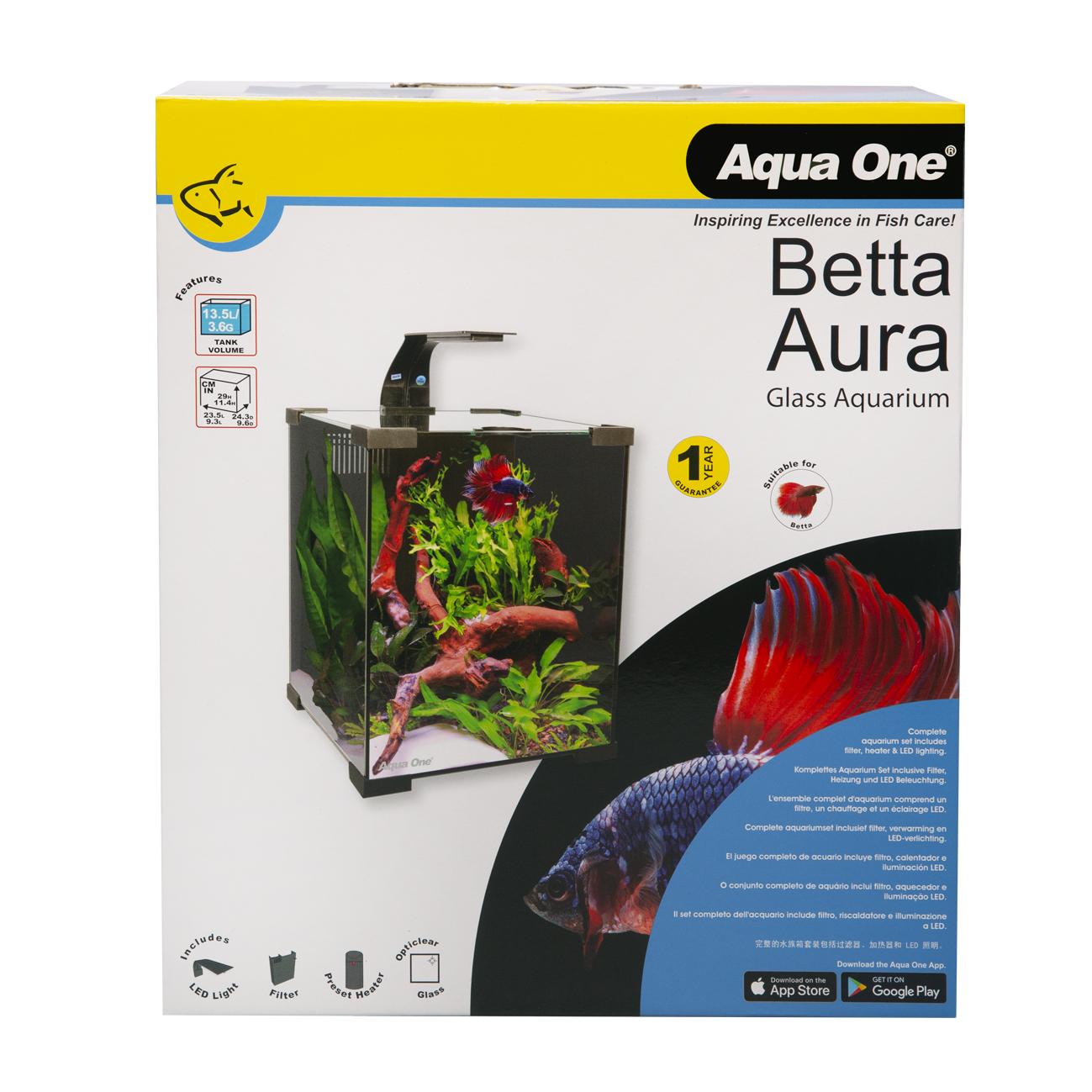 Aqua One Betta Fish Aura Glass Aquarium 13.5L