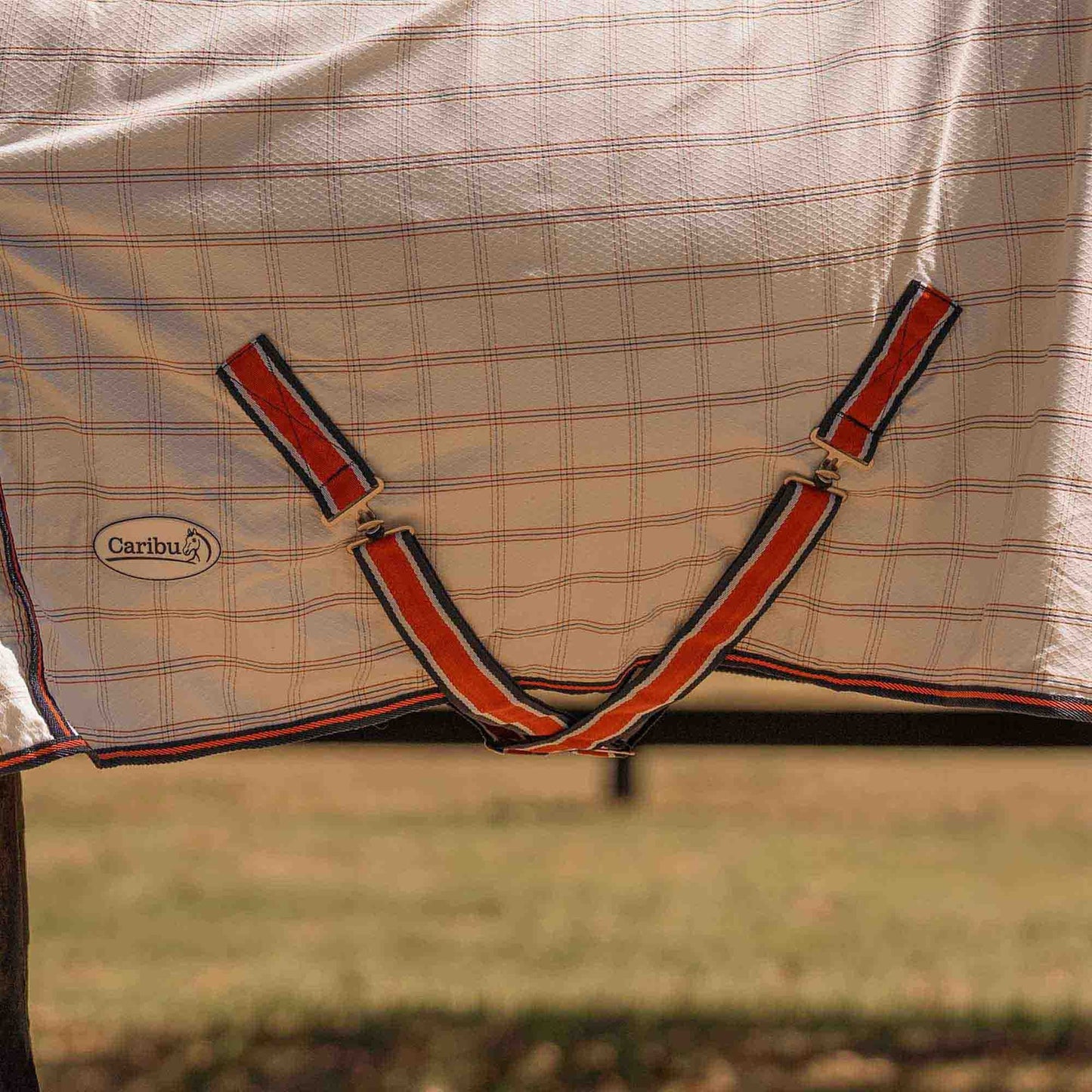 Caribu Ripstop Combo XL Gusset Horse Rug Navy Kumquat