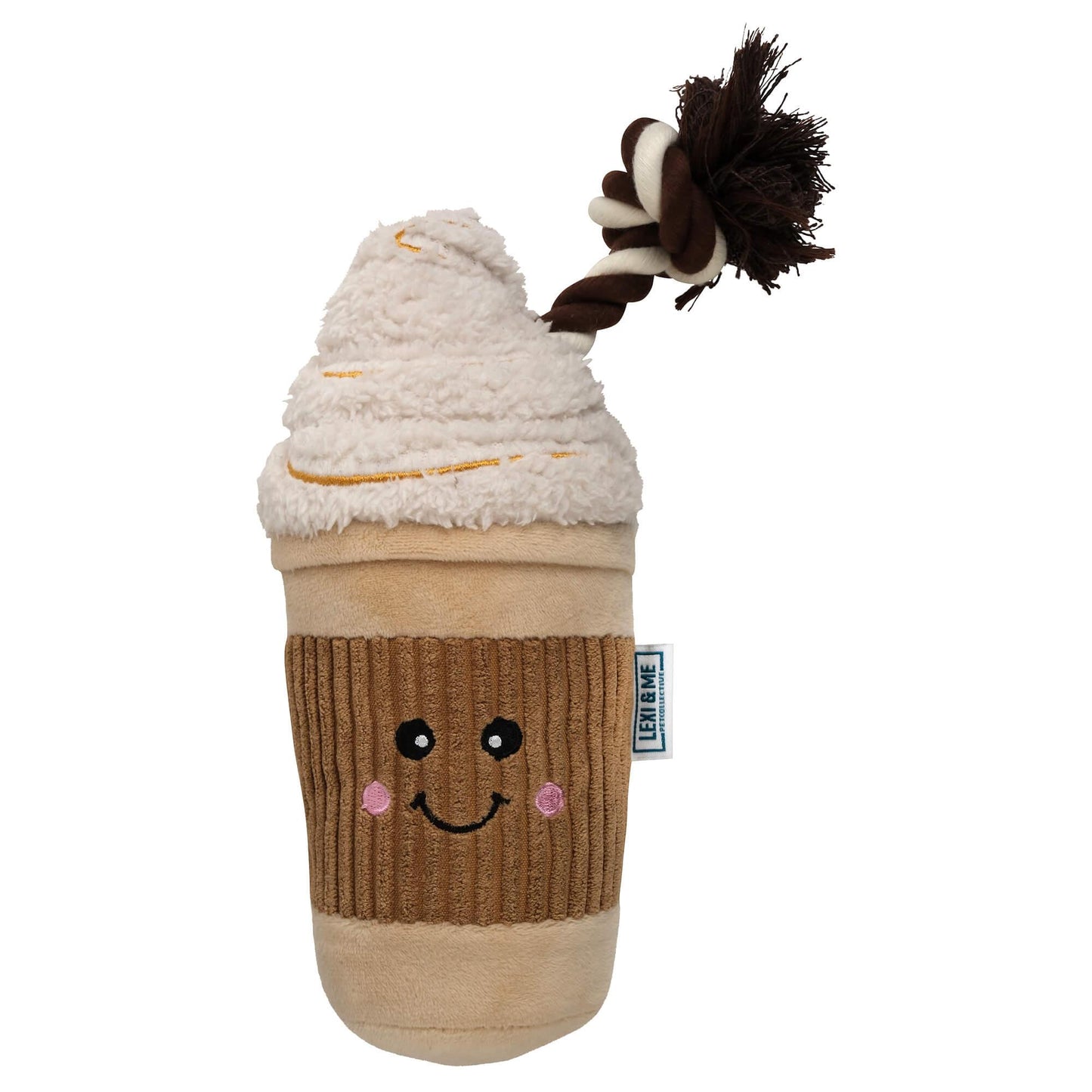 Lexi & Me Coffee Cup Plush & Rope Dog Toy