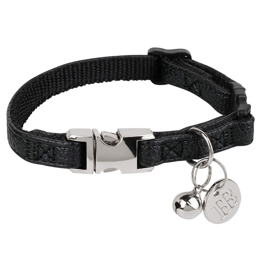 Buddy & Belle Faux Leather Cat Collar Black