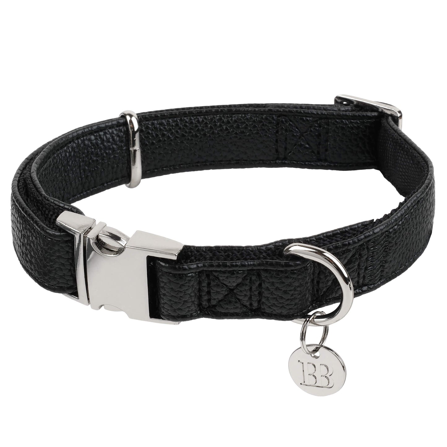 Buddy & Belle Faux Leather Dog Collar Black