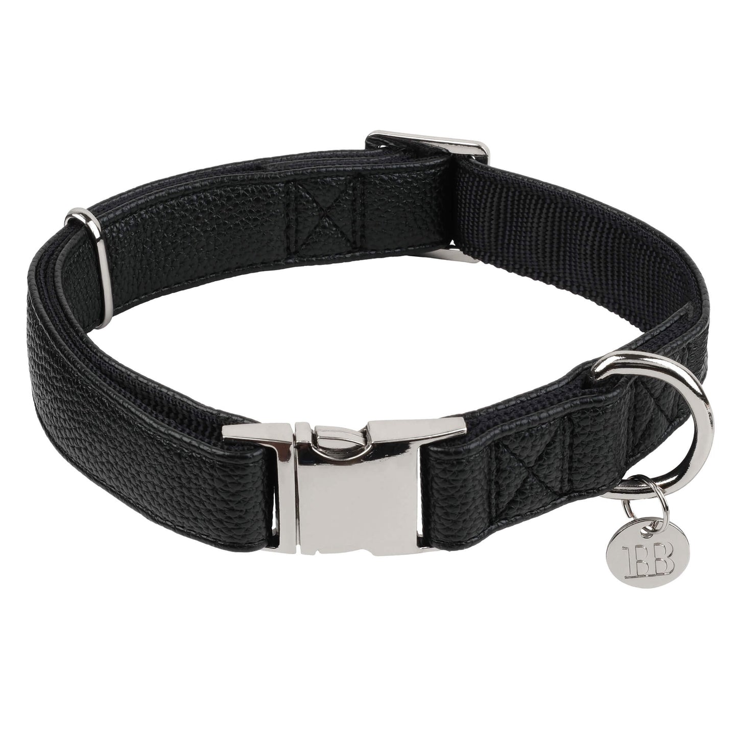 Buddy & Belle Faux Leather Dog Collar Black