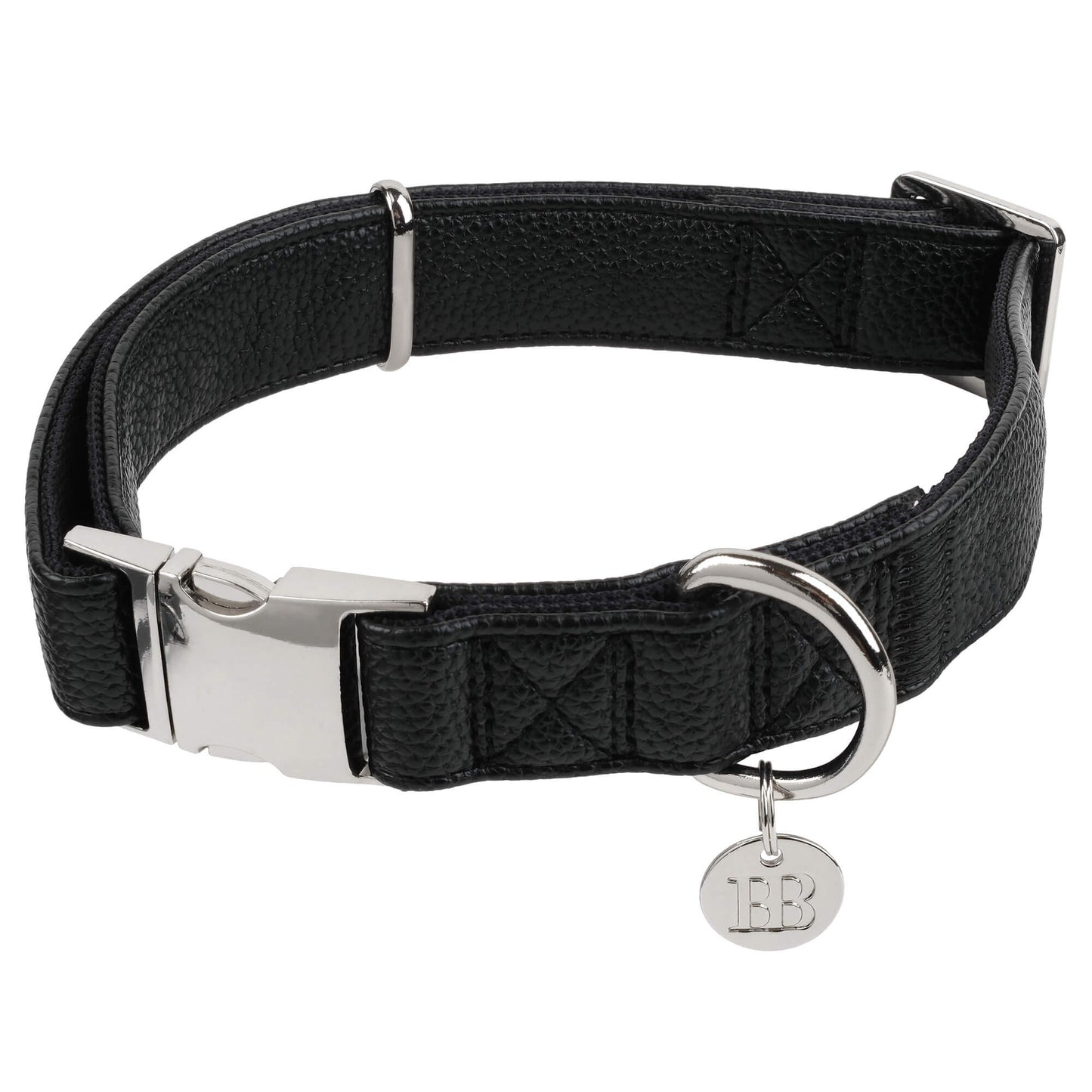 Buddy & Belle Faux Leather Dog Collar Black