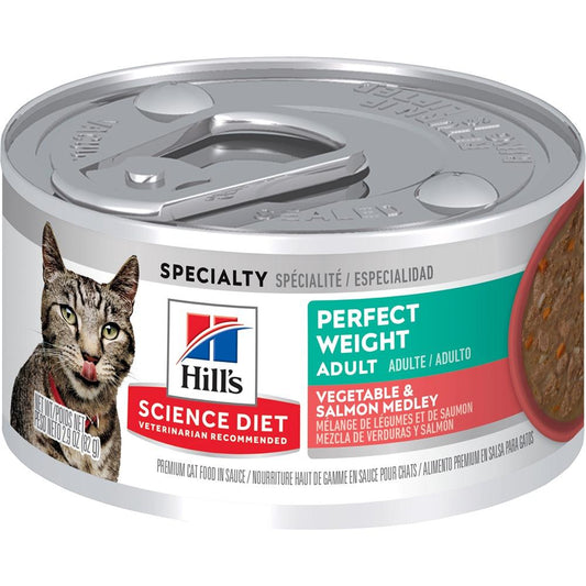 Hill's Science Diet Perfect Weight Vegetable & Salmon Medley Canned Wet Cat Food 82g