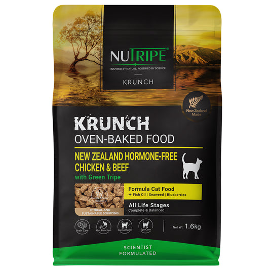 Nutripe Krunch Oven-Baked Chicken & Beef With Green Tripe Dry Cat Food