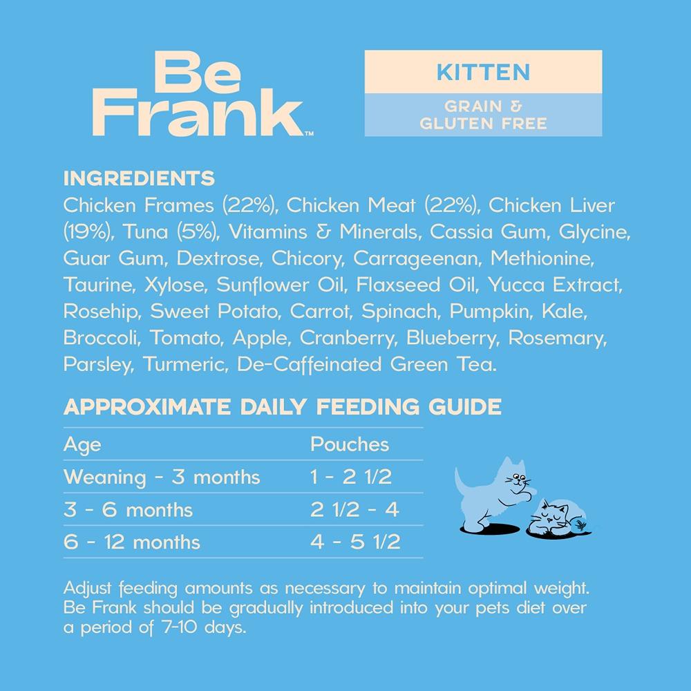 Be Frank Grain Free Kitten Chicken & Tuna Pate Wet Cat Food 85g