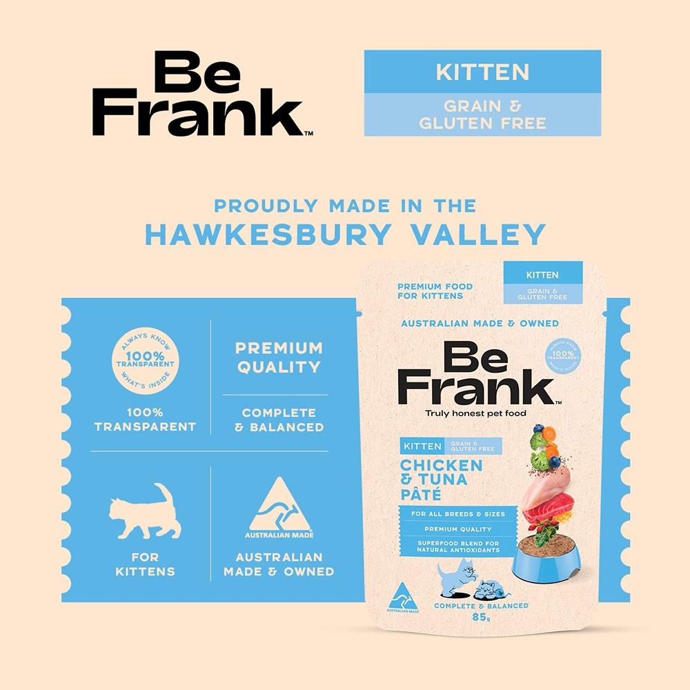 Be Frank Grain Free Kitten Chicken & Tuna Pate Wet Cat Food 85g