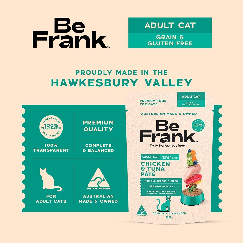 Be Frank Grain Free Adult Chicken & Tuna Pate Wet Cat Food 85g