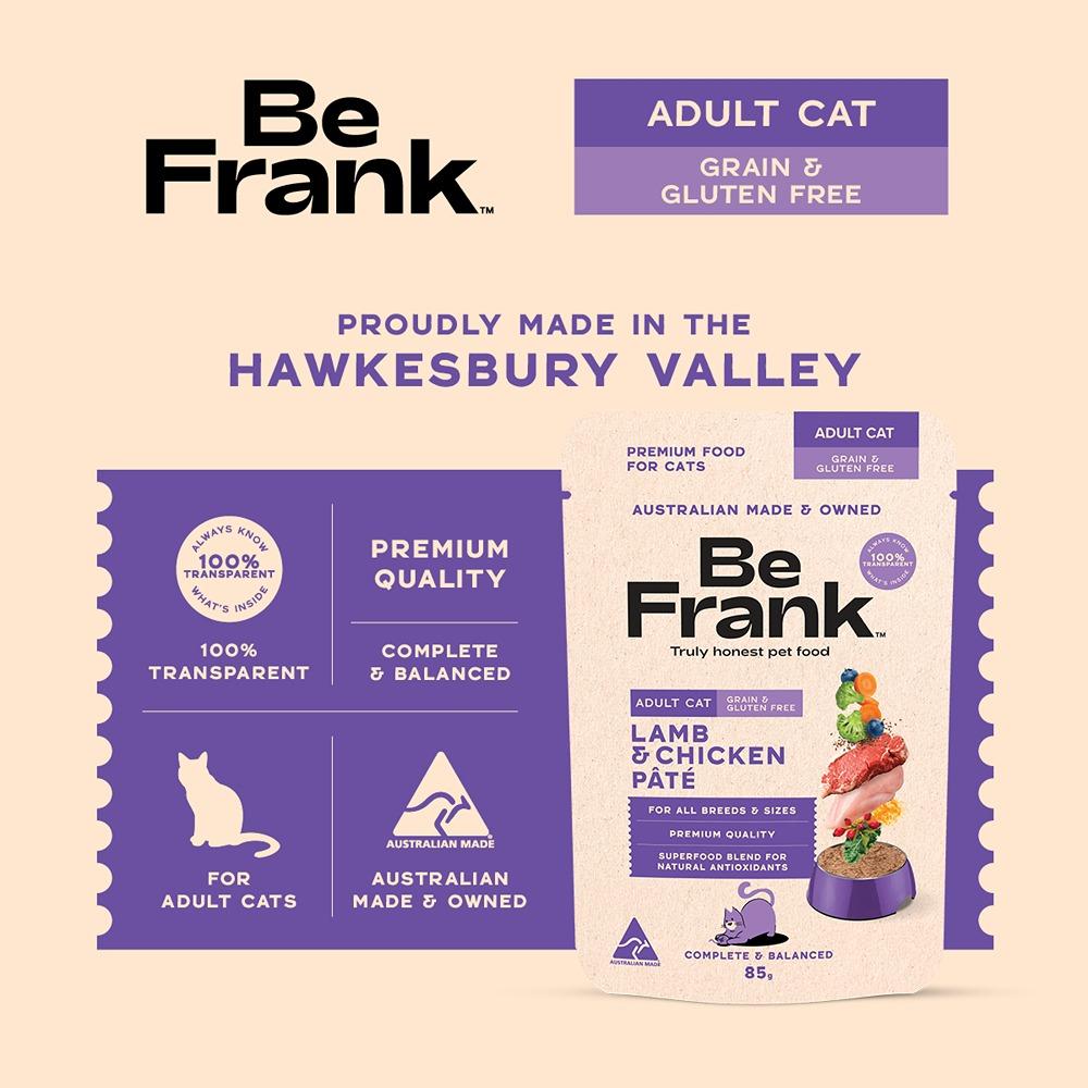 Be Frank Grain Free Adult Lamb & Chicken Pate Wet Cat Food 85g