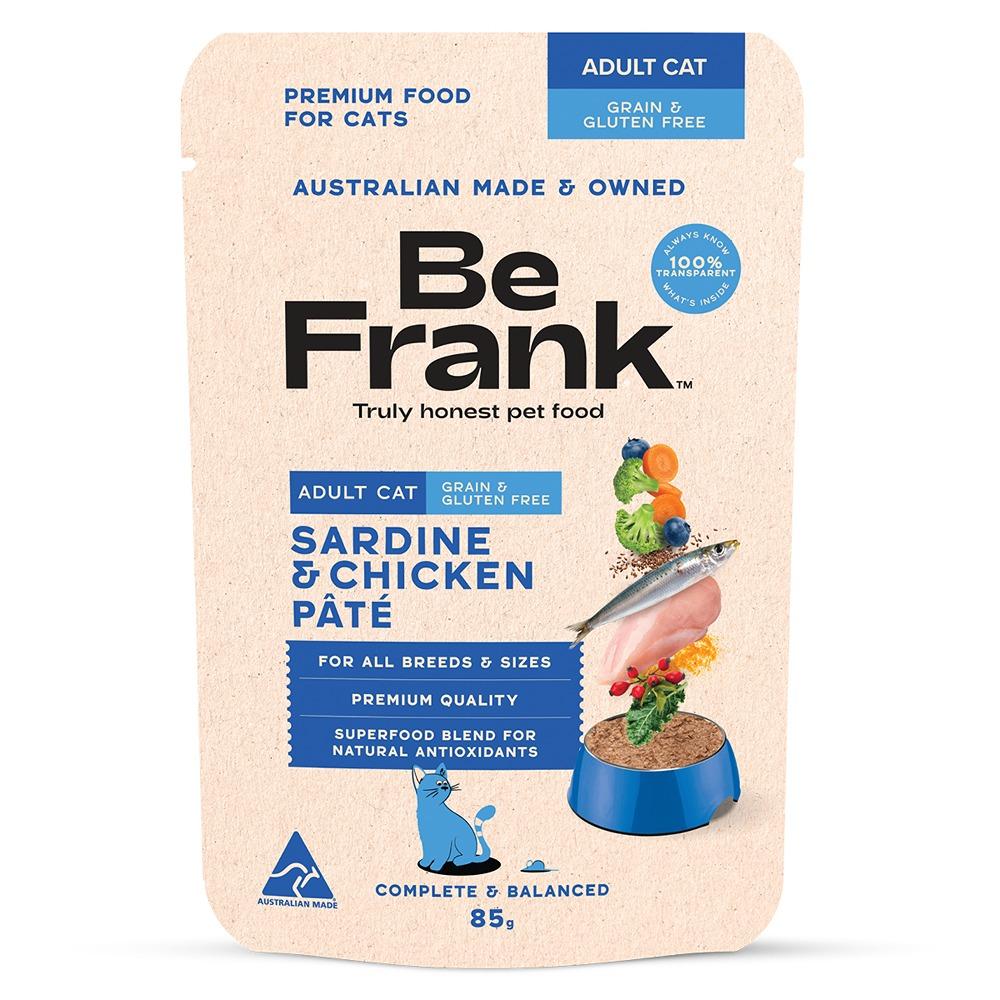 Be Frank Grain Free Adult Sardine & Chicken Pate Wet Cat Food 85g