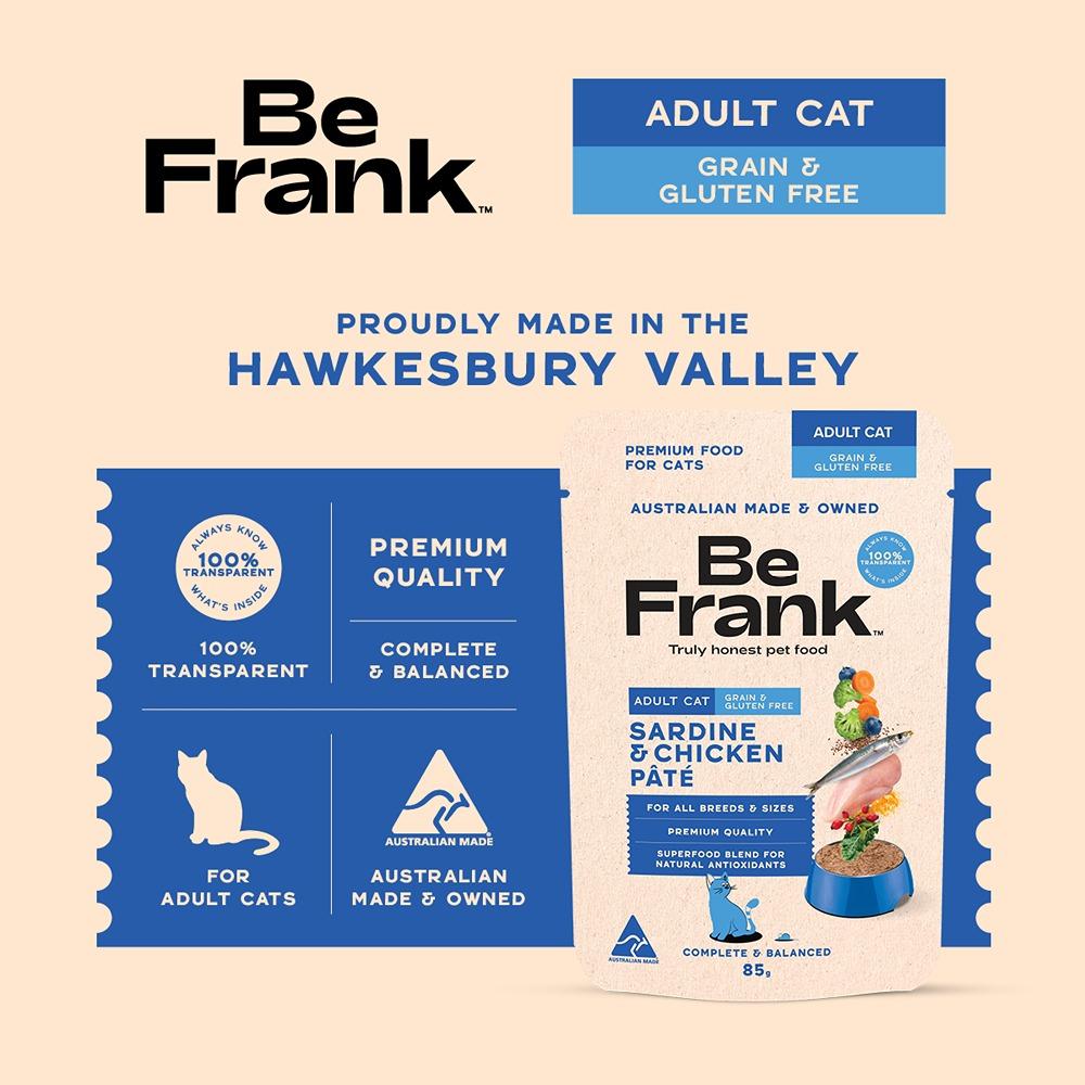 Be Frank Grain Free Adult Sardine & Chicken Pate Wet Cat Food 85g