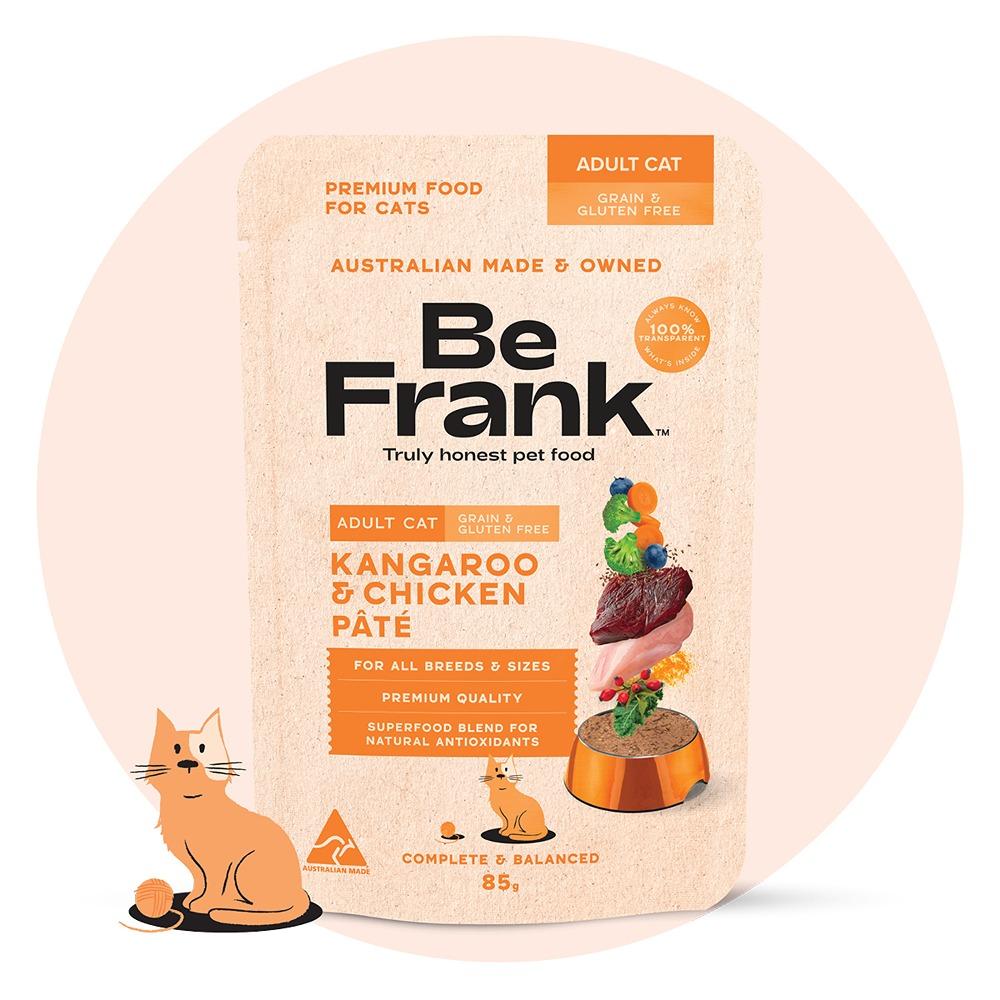 Be Frank Grain Free Adult Kangaroo & Chicken Pate Wet Cat Food 85g