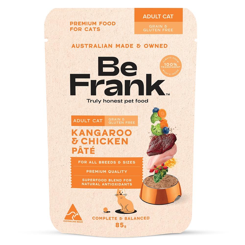 Be Frank Grain Free Adult Kangaroo & Chicken Pate Wet Cat Food 85g