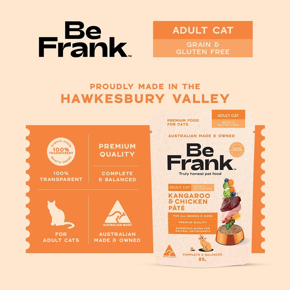 Be Frank Grain Free Adult Kangaroo & Chicken Pate Wet Cat Food 85g