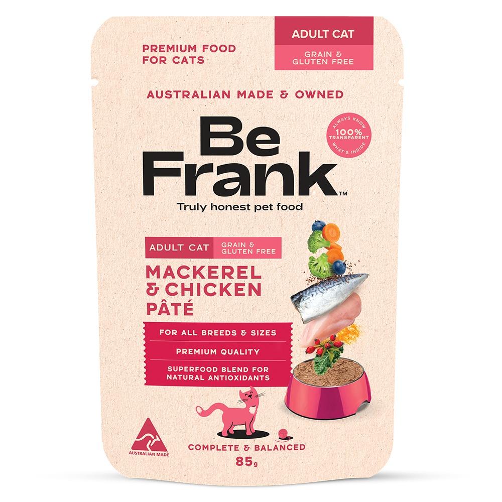 Be Frank Grain Free Adult Mackerel & Chicken Pate Wet Cat Food 85g