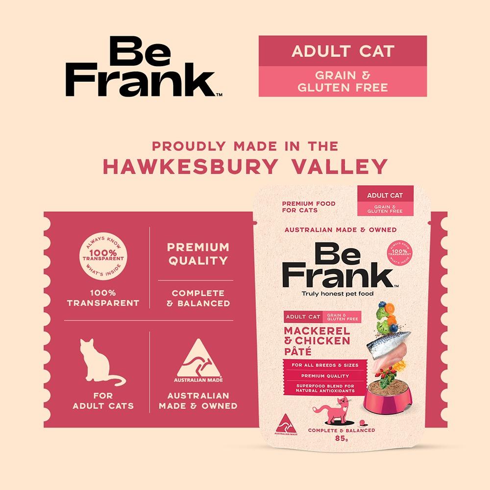 Be Frank Grain Free Adult Mackerel & Chicken Pate Wet Cat Food 85g