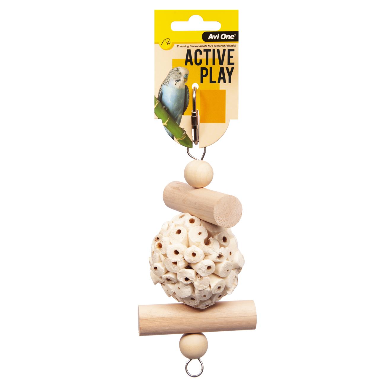 Avi One Bird Toy Grass Ball With Wooden Dowels