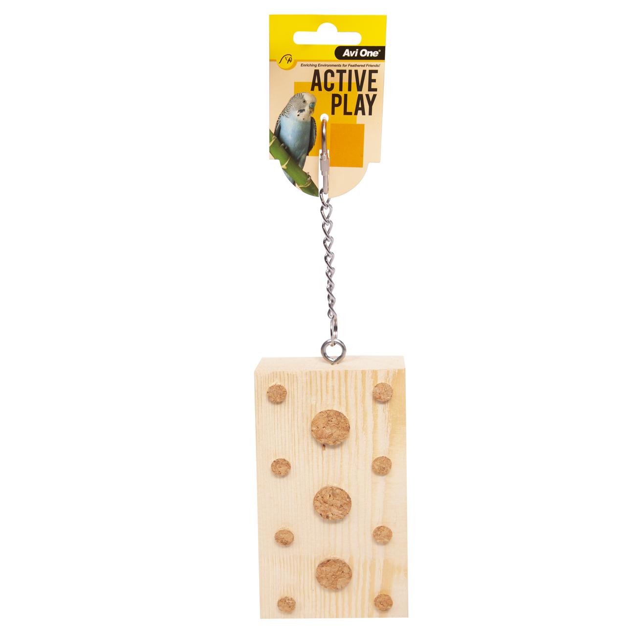 Avi One Bird Toy Wooden Plank With Corks