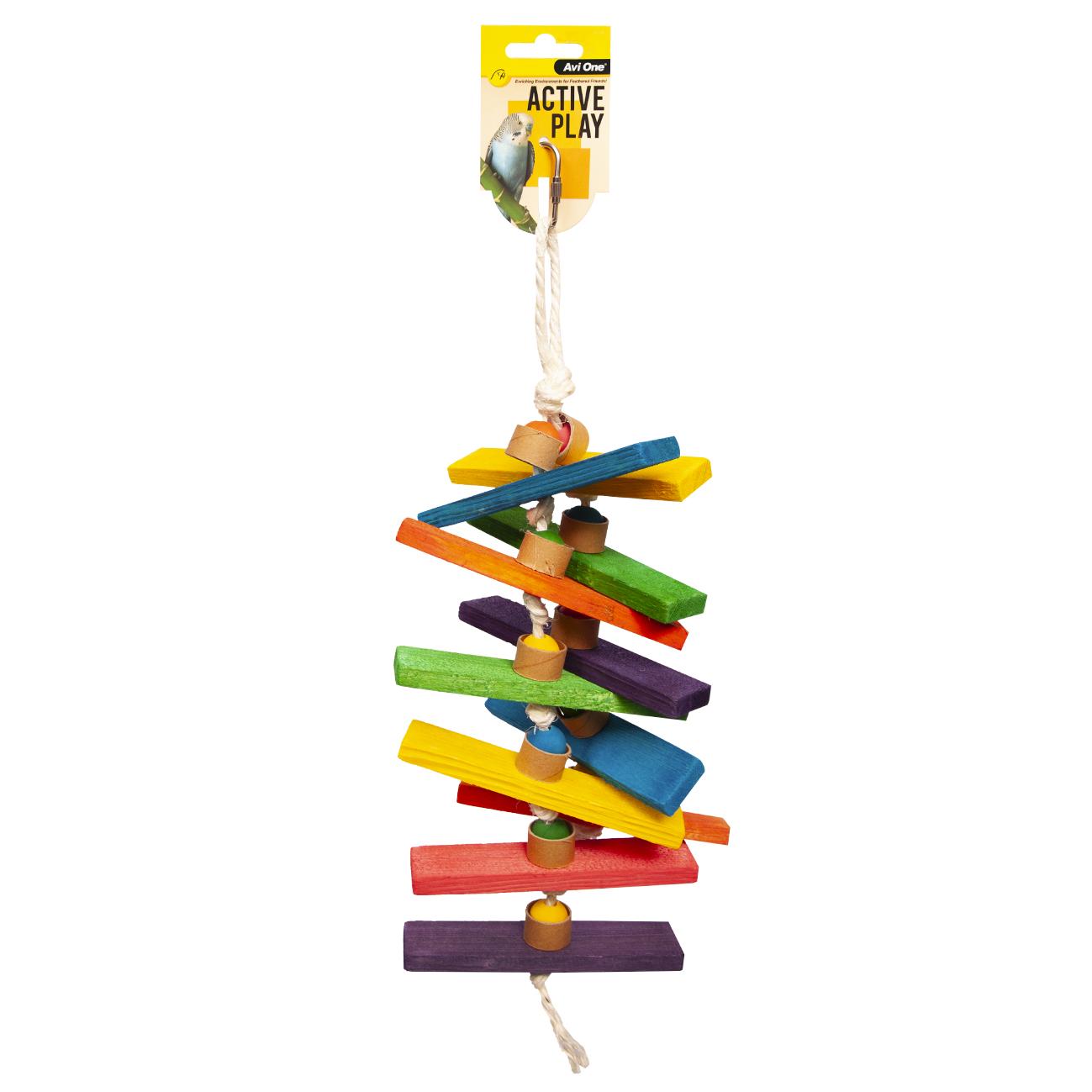 Avi One Bird Toy Wooden Planks With Beads