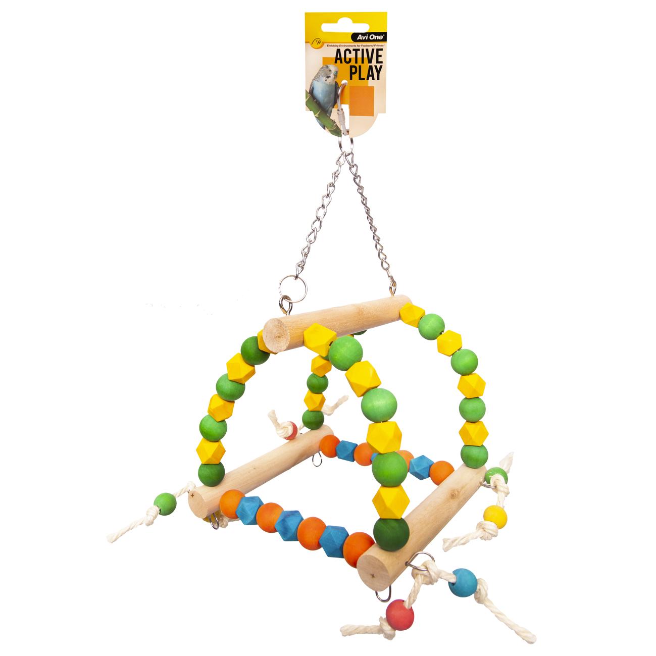 Avi One Bird Toy Wooden Arch Swing With Beads