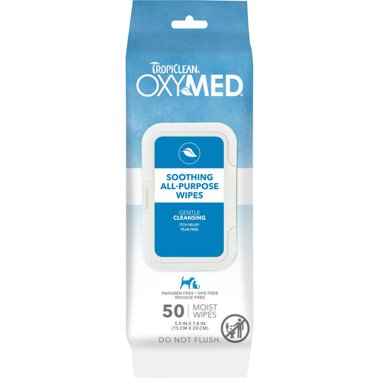 TropiClean OxyMed Soothing Relief Wipes for Pets 50pk