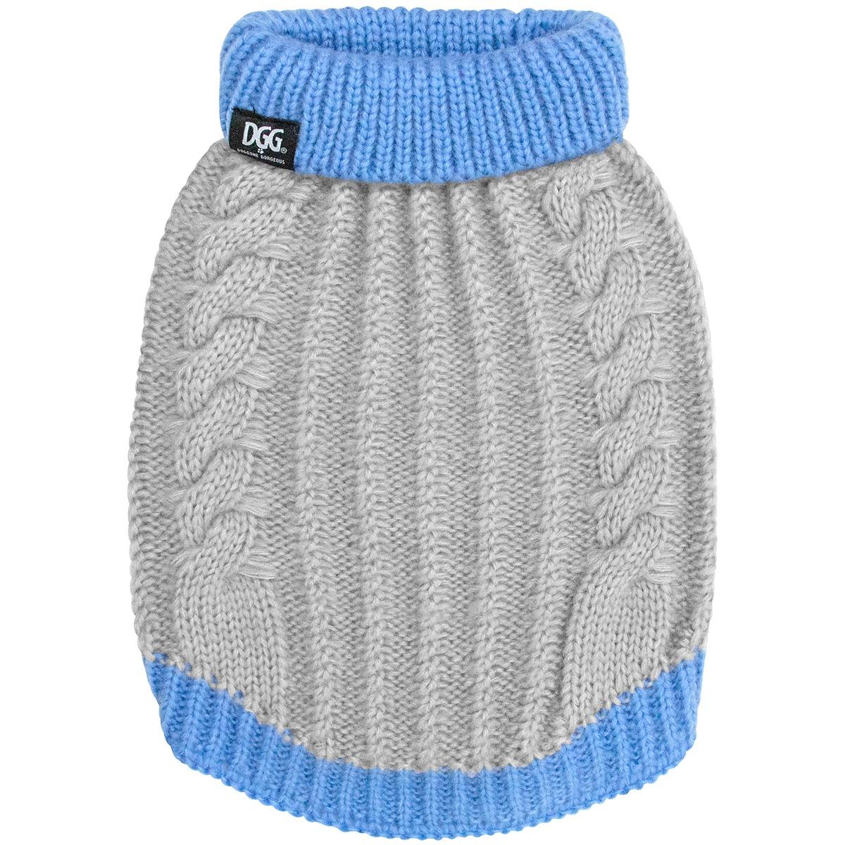 DGG Chunky Knit Dog Jumper Sky/Taupe
