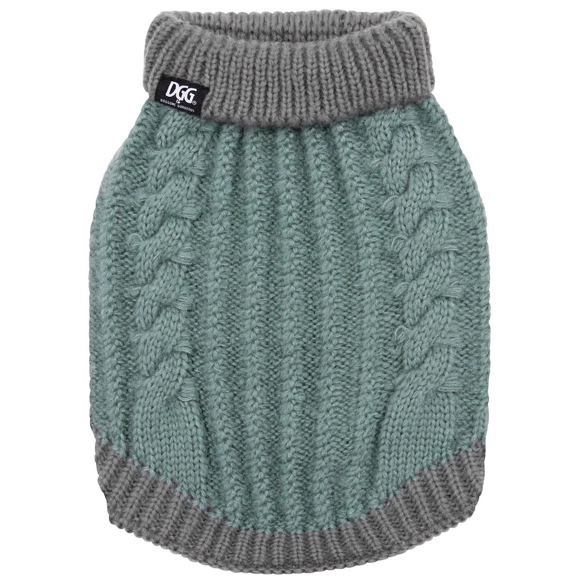 DGG Chunky Knit Dog Jumper Sage/Grey