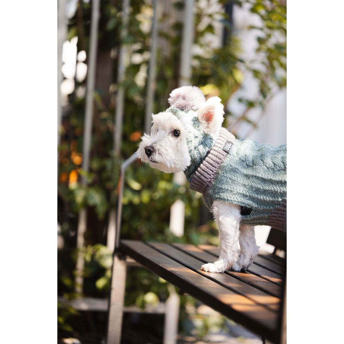 DGG Chunky Knit Dog Jumper Sage/Grey