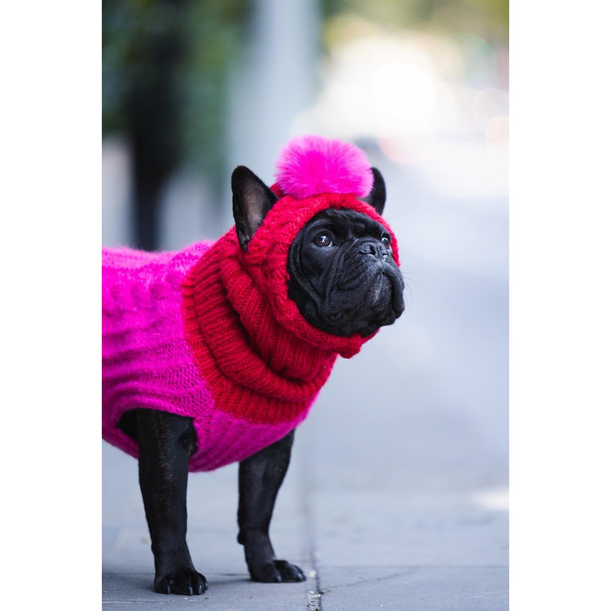 DGG Chunky Knit Dog Jumper Melon/Raspberry