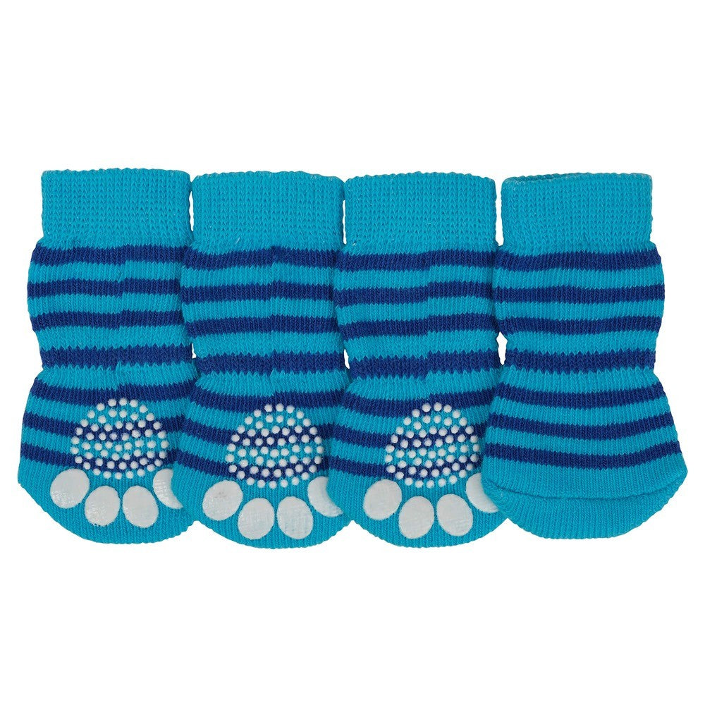 Lexi & Me Grippy Dog Socks Blue Stripes