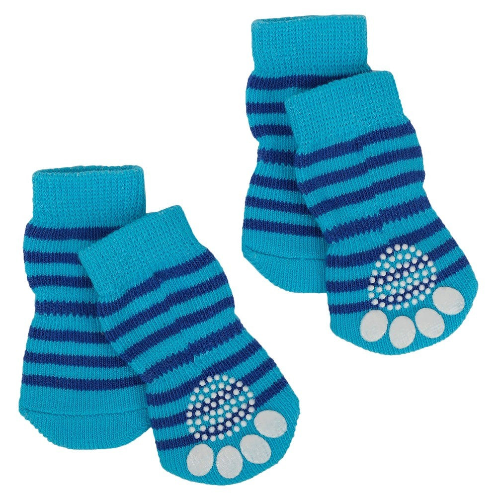 Lexi & Me Grippy Dog Socks Blue Stripes