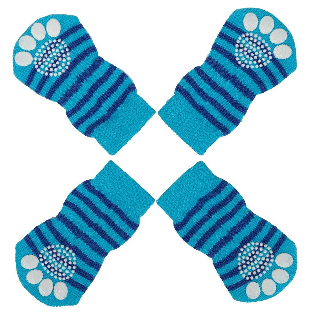 Lexi & Me Grippy Dog Socks Blue Stripes