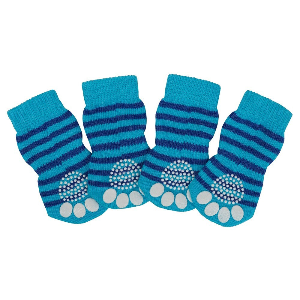Lexi & Me Grippy Dog Socks Blue Stripes