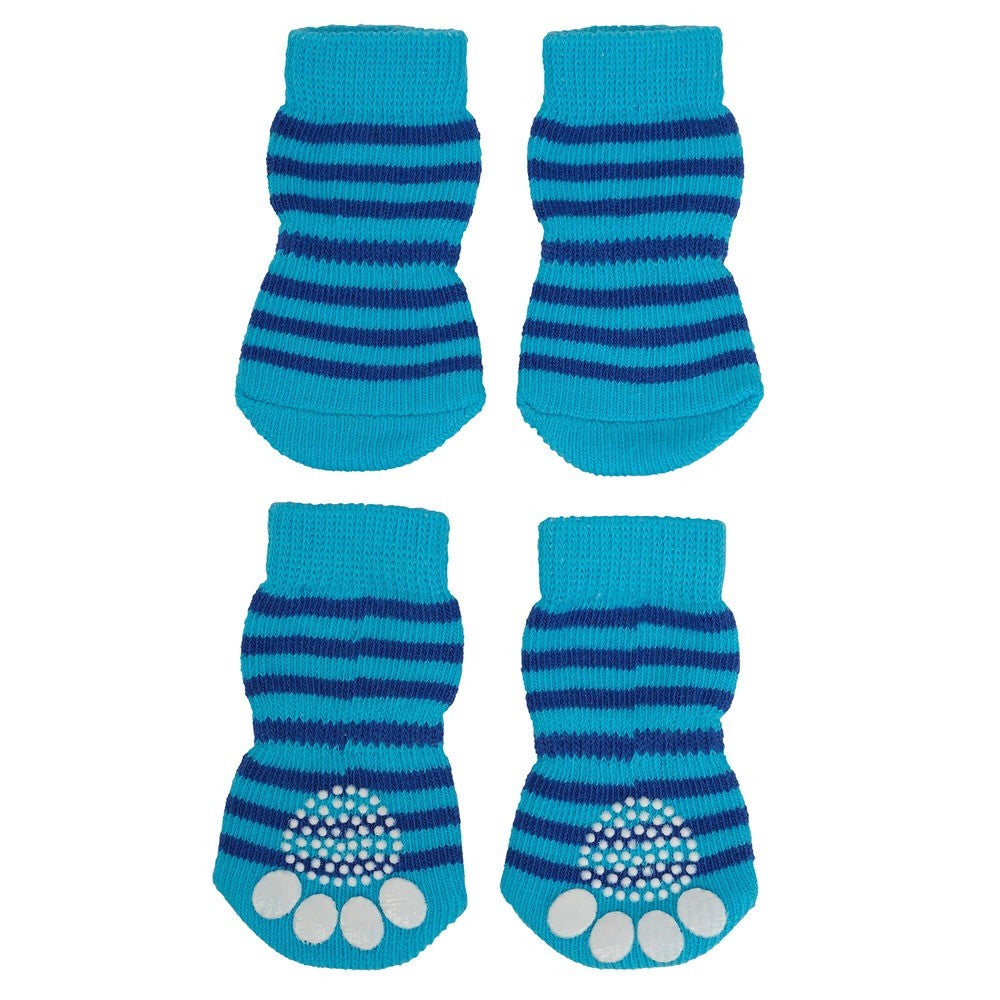 Lexi & Me Grippy Dog Socks Blue Stripes