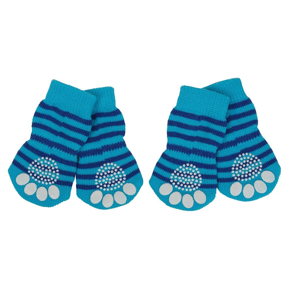 Lexi & Me Grippy Dog Socks Blue Stripes