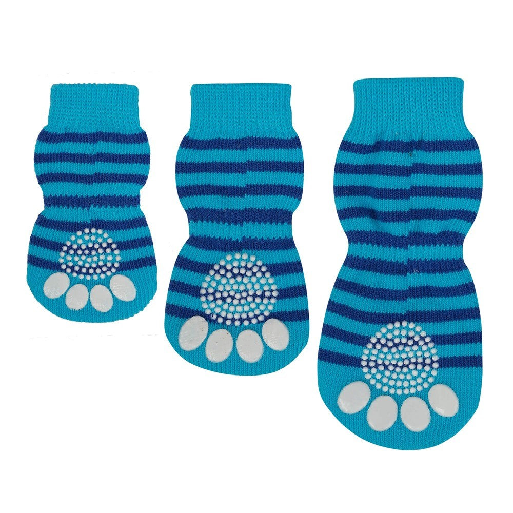 Lexi & Me Grippy Dog Socks Blue Stripes