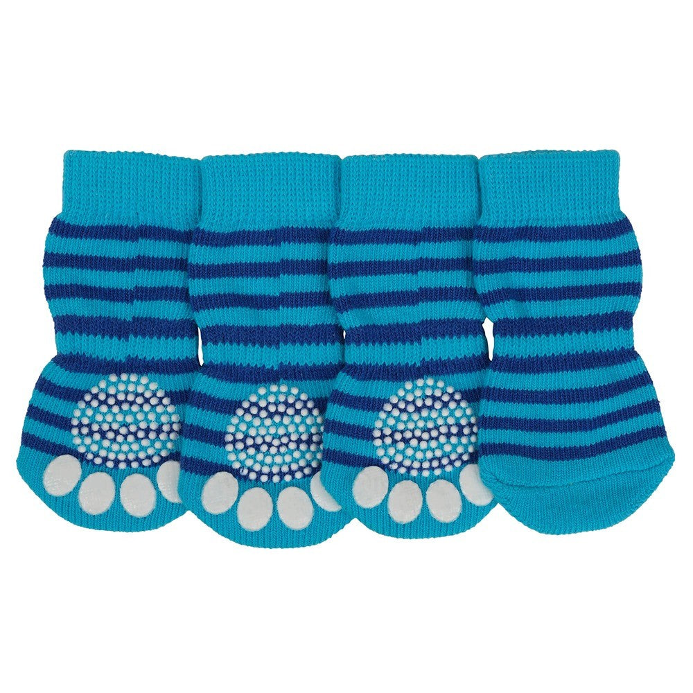 Lexi & Me Grippy Dog Socks Blue Stripes