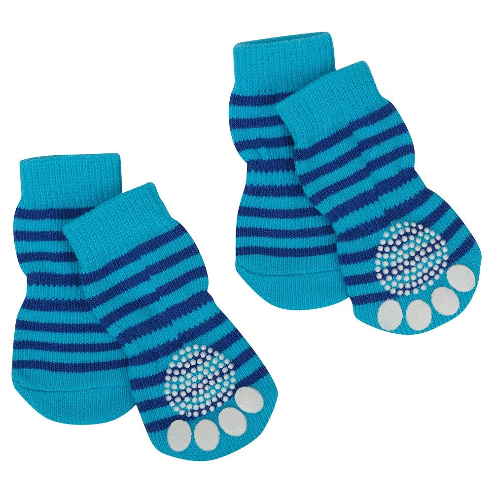 Lexi & Me Grippy Dog Socks Blue Stripes