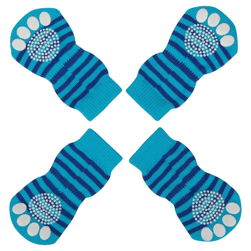 Lexi & Me Grippy Dog Socks Blue Stripes