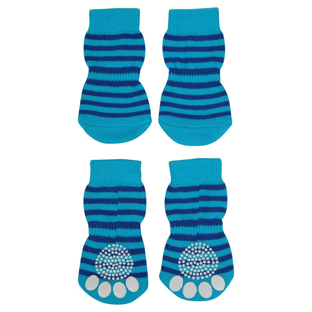 Lexi & Me Grippy Dog Socks Blue Stripes