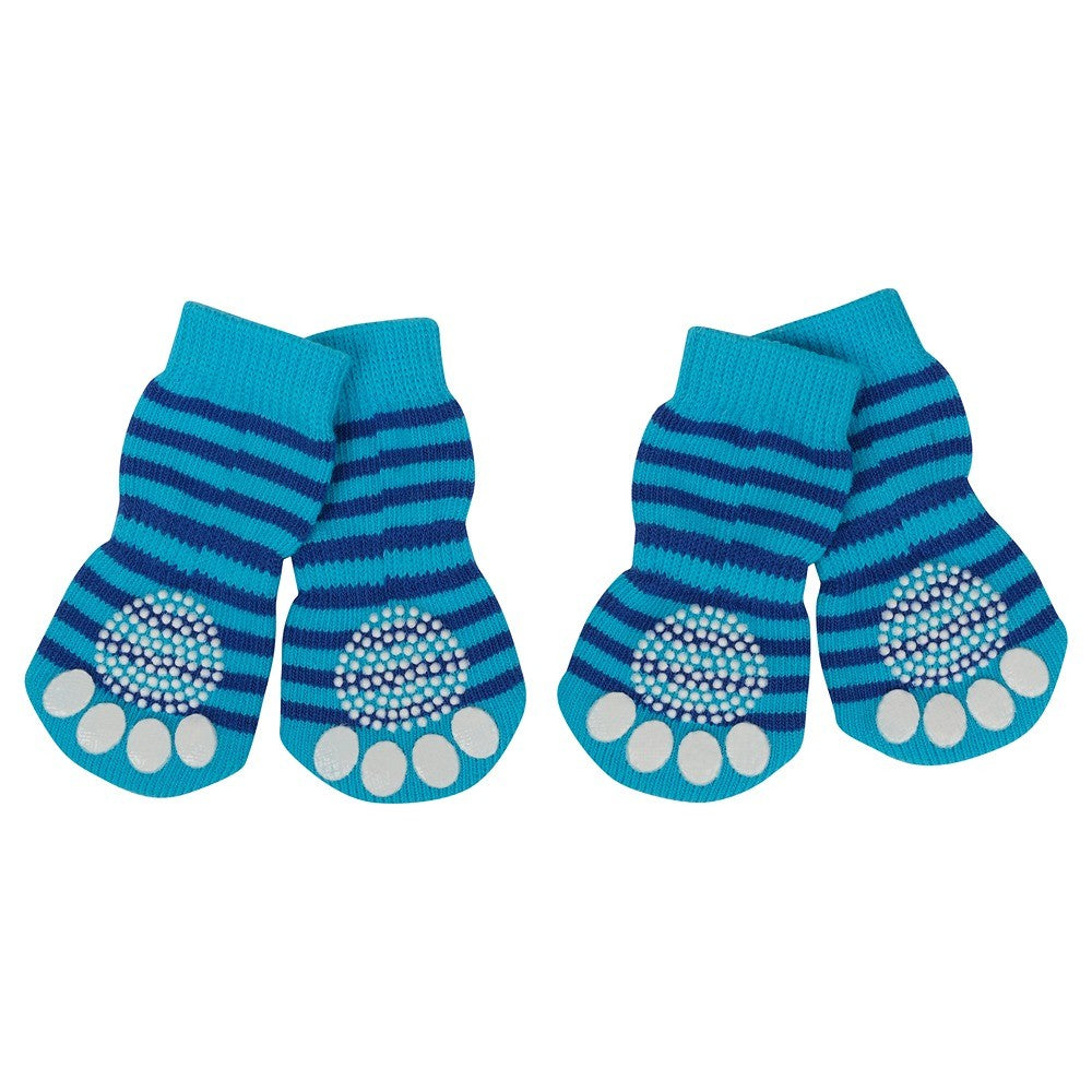 Lexi & Me Grippy Dog Socks Blue Stripes