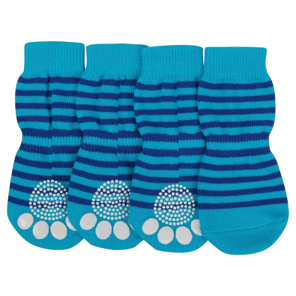 Lexi & Me Grippy Dog Socks Blue Stripes