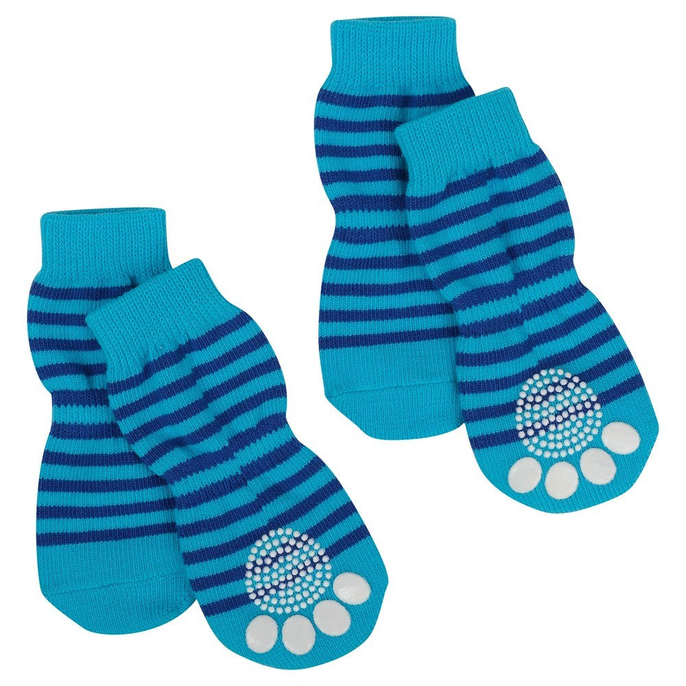 Lexi & Me Grippy Dog Socks Blue Stripes