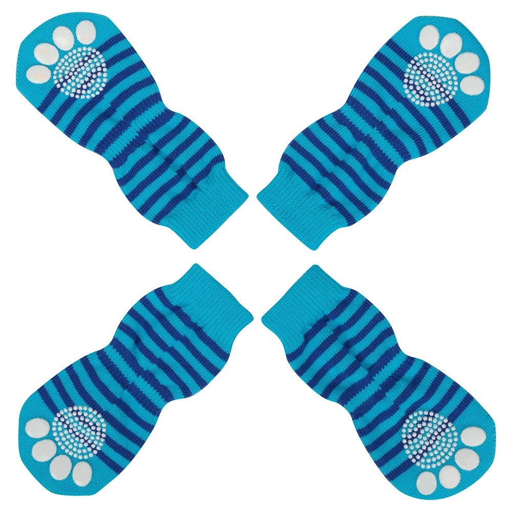 Lexi & Me Grippy Dog Socks Blue Stripes