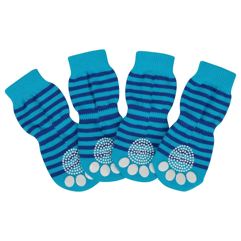 Lexi & Me Grippy Dog Socks Blue Stripes