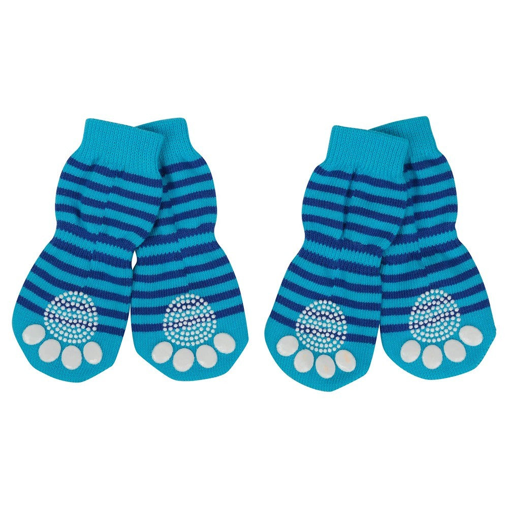 Lexi & Me Grippy Dog Socks Blue Stripes